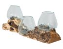 Triple Glass Bowl On Wood