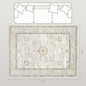 6x9 Area Rug, Indoor Boho Machine Washable Carpet For Living Room, Bedroom, Dining Room, Kitchen, Blue (Option: BLUE)