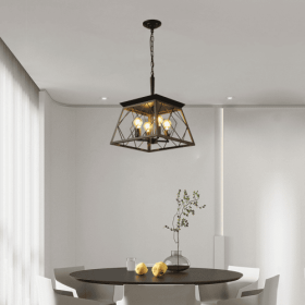 Farmhouse Chandelier 4 Lights Vintage Antique Chandelier Lamps -no Bulbs-Unusable Platform - Temu (Option: Black)